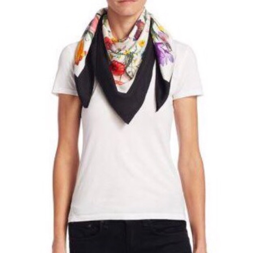 Gucci • Flora Snake Print Silk Scarf